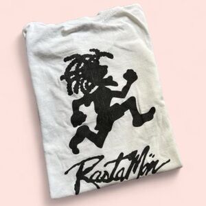 Vintage 1990s White T-Shirt with RastaMan Graphic L